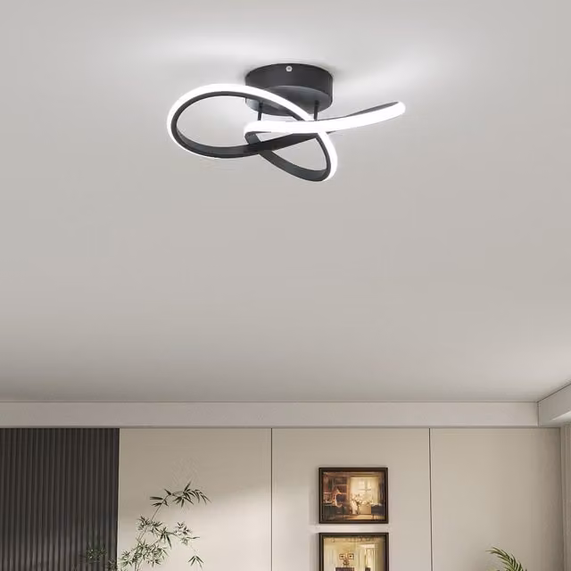 Living Star Modern LED Ring Ceiling Light in Black