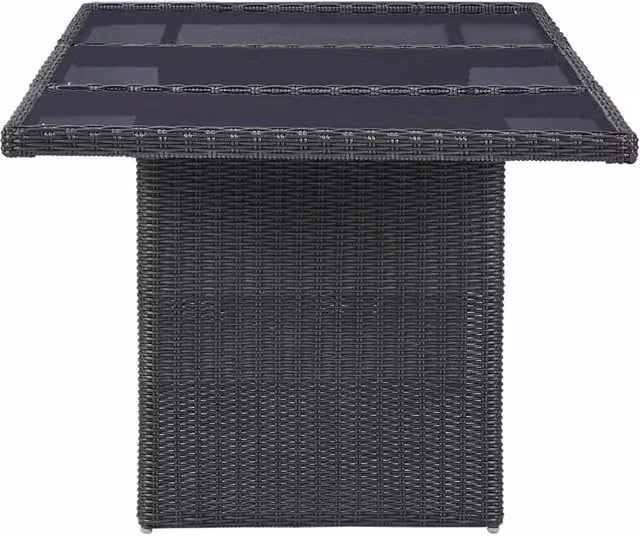 Berkfield Home Modern Black Garden Dining Table with Glass and Poly Rattan, W/D/H: 200 x 100 x 74 cm – 1