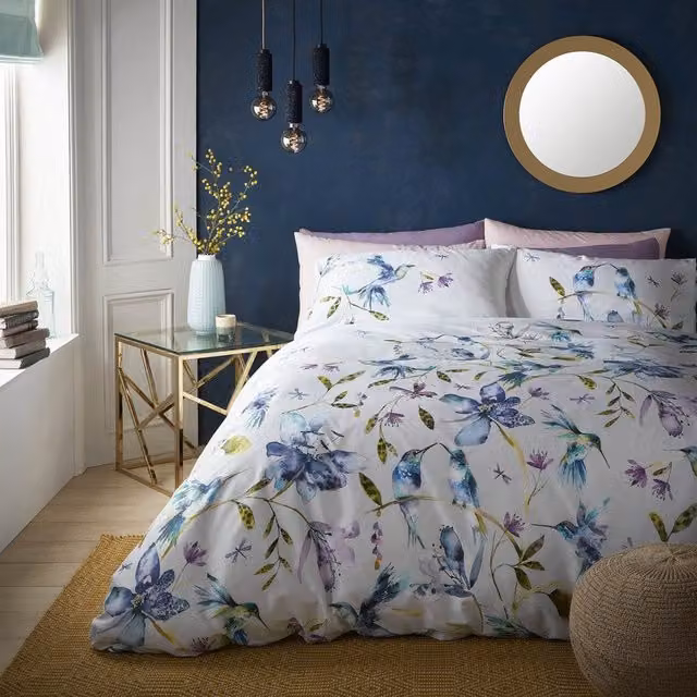 Voyage Maison Tafuna Floral Cotton Duvet Cover Bedding Set in Blue, White and Multicolour