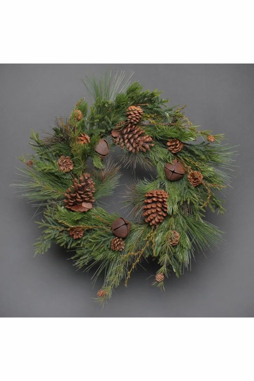 KDMD Green Pine Leaves Cone and Bell Wreath – 3