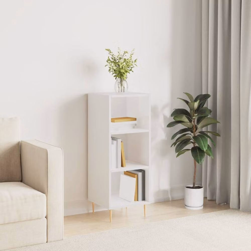 Berkfield Home High Gloss White Sideboard in MDF, W/D/H: 34.5 x 32.5 x 90 cm – 1