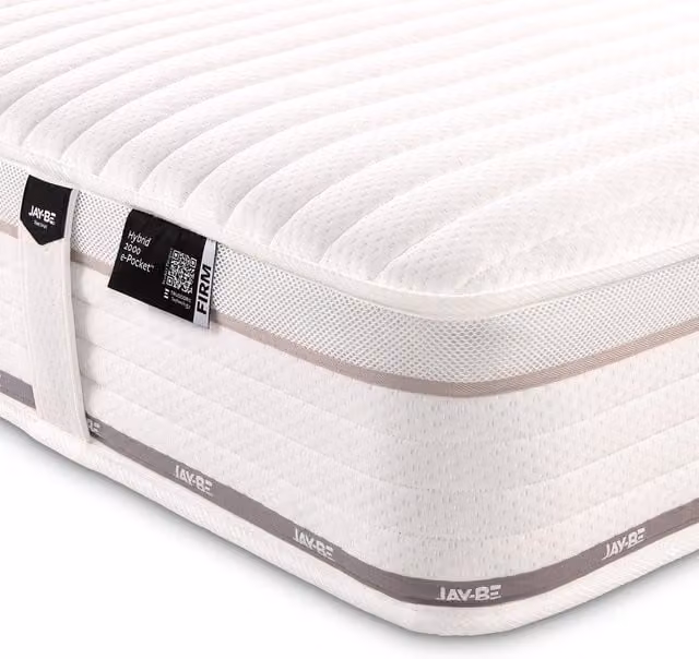 Jay-Be Truecore Firm Hybrid 2200 Pocket Sprung Mattress, Double, White, W: 140 cm, L: 200 cm