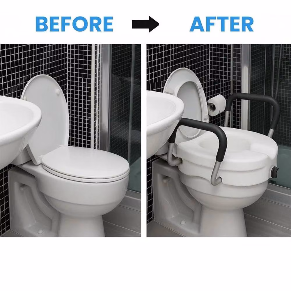 Kelvenix Raised Toilet Seat and Handle Riser in White, W: 52 cm – 4