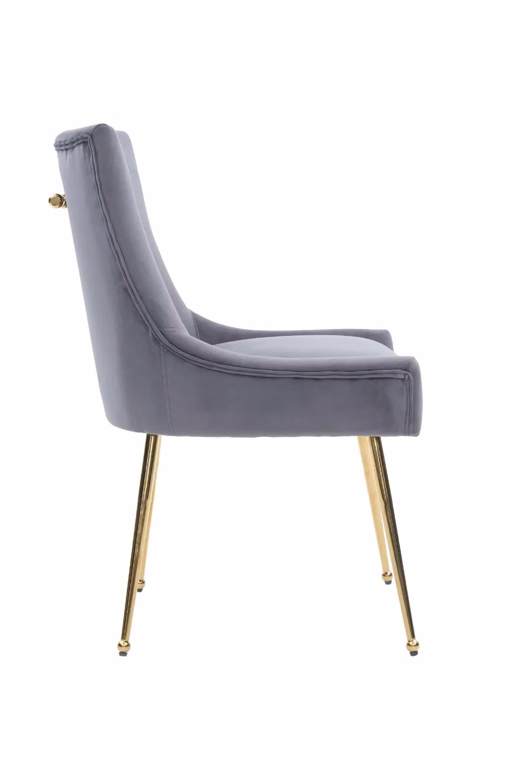 Life Interiors Set of 2 Viviana Grey Velvet Dining Chairs with Gold Legs and Ring Handle – 3