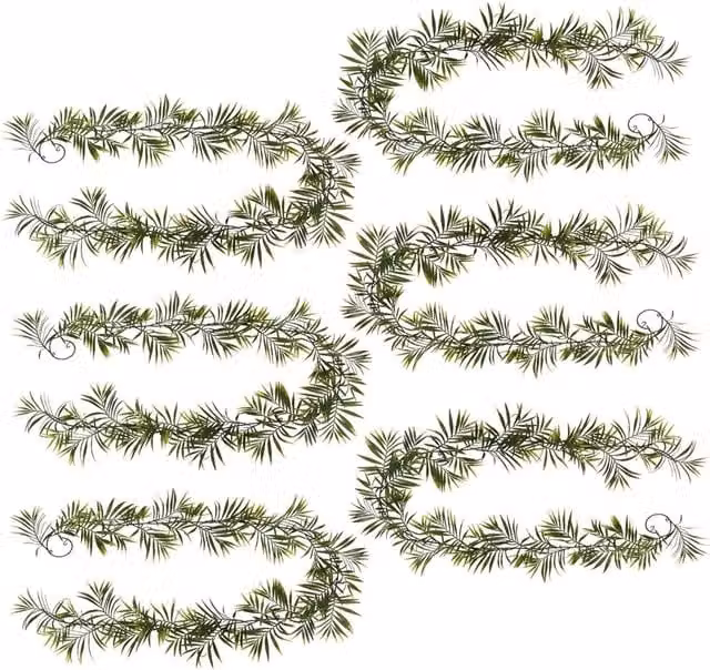 Green Artificial Hanging Palm Leaf Garlands, 6 Pack, Length: 190 cm, Diameter: 10 cm