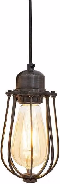 Industville Orlando Wire Cage Pendant Light in Dark Grey and Brass