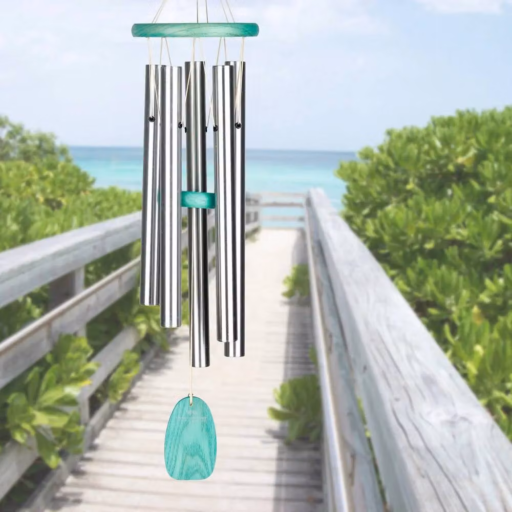 Woodstock Chimes Maritime Tuned Musical Outdoor Wind Chime in Green and Silver, H 60.96 cm x W 12.7 cm x D 12.7 cm – 3