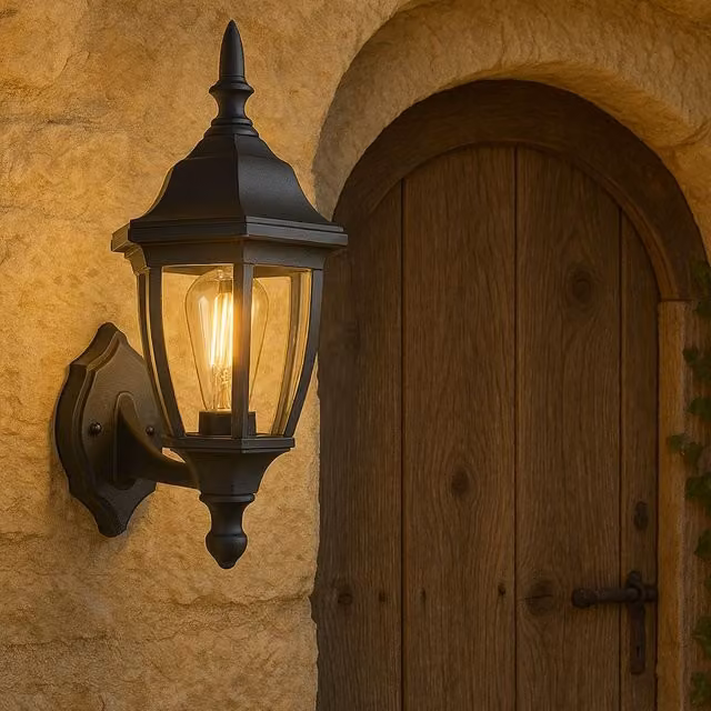 CGC Lighting Dada Black Vintage Outdoor Wall Lantern with Transparent Polycarbonate Shade, IP44, E27 – 1