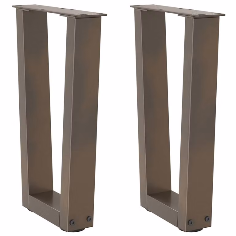Berkfield Home V-Shape Dining Table Legs, 2 Pieces, Brown Stainless Steel, W: 38 cm, H: 42-43.3 cm
