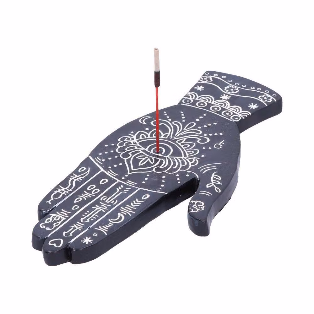Nemesis Now Hamsa Hand Tabletop Incense Burner in Black and White – 2
