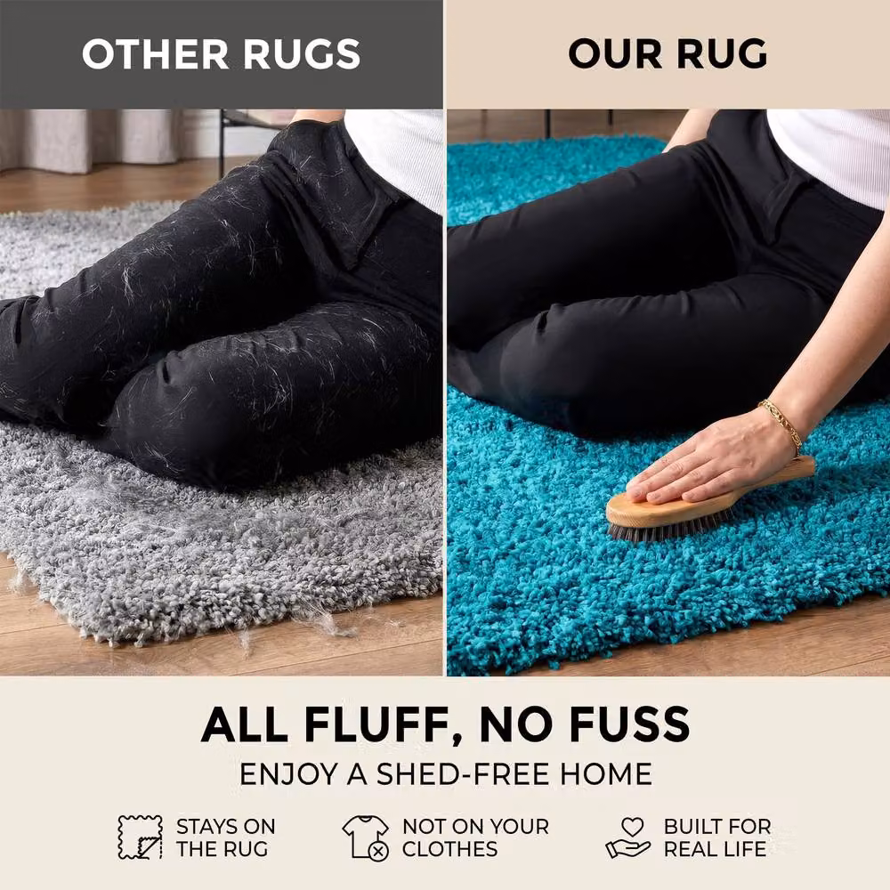 Bravich LTD Shaggy Area Rug in Teal, W: 200 cm, D: 290 cm, Height: 5 cm – 6