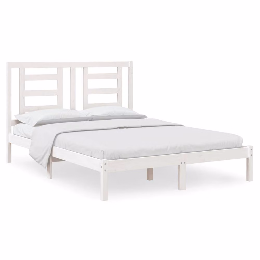 Berkfield Home White Solid Pine Wood Bed Frame W/D/H: 140 x 200 cm – 2