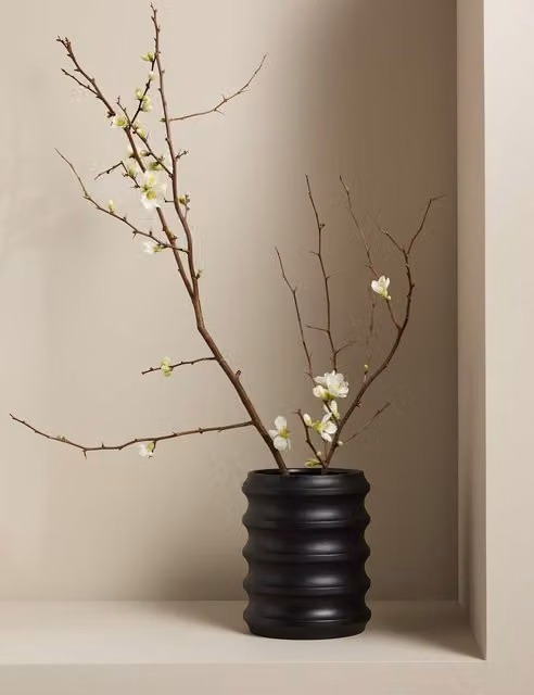 M&S x Kelly Hoppen Black Ribbed Ceramic Tabletop Vase