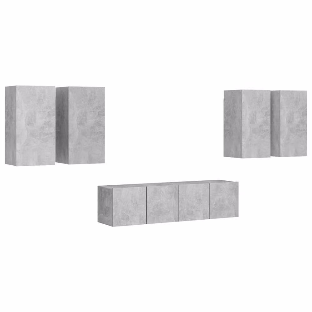 Berkfield Home 6 Piece Modern Wall Mounted TV Cabinet Set in Concrete Grey Engineered Wood – 2