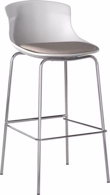Alphason Helena Minimalist Fabric and Metal Bar Stool in White