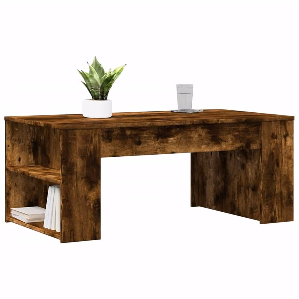 Berkfield Home Smoked Oak Coffee Table in Brown, W/D/H: 102 x 55 x 42 cm – 3