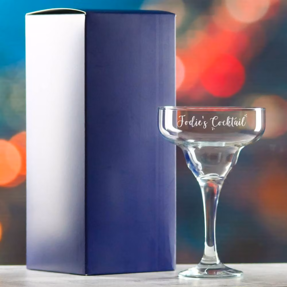 Uniqueful Personalised Margarita Cocktail Glass with Name Design, 295 ml, Clear – 2