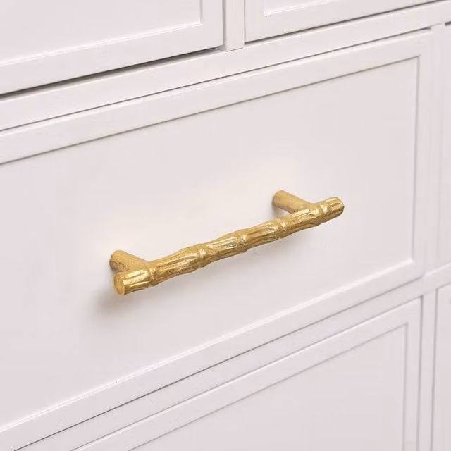 Melody Maison Gold Bamboo Bar Drawer Handle with Polished Metal and Wood Details