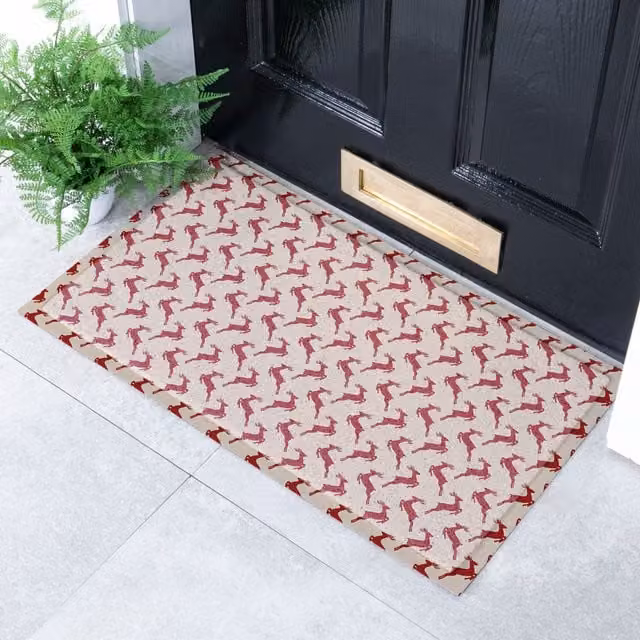 Artsy Mats Jumping Reindeer Doormat, Multicolour, W: 70 cm, D: 40 cm