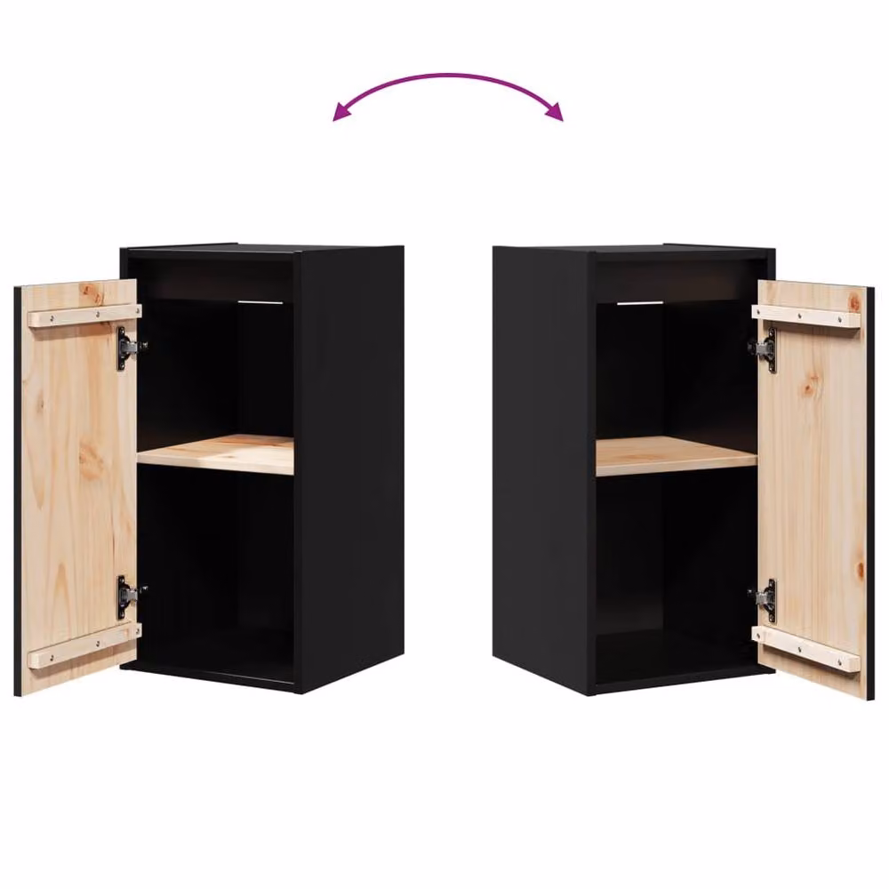 Berkfield Home Set of 2 Black Solid Wood Pine Wall Mounted Cabinets, W/D/H: 30 x 30 x 60 cm – 4