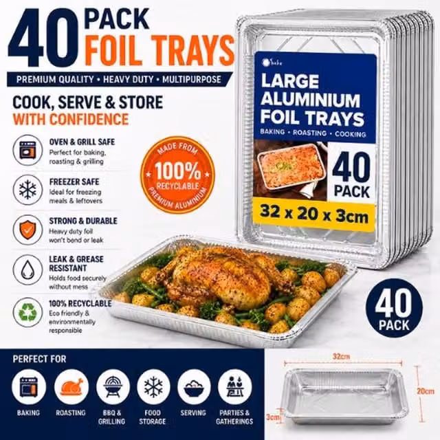 Ebake Uncoated Aluminium Rectangular Baking Sheet, Silver