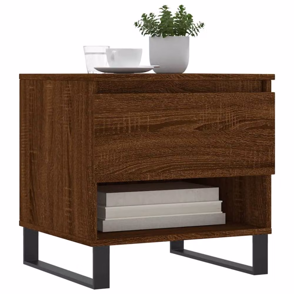 Berkfield Home Set of 2 Modern Nested Coffee Tables, Brown Oak, W/D/H: 50 x 46 x 50 cm – 3