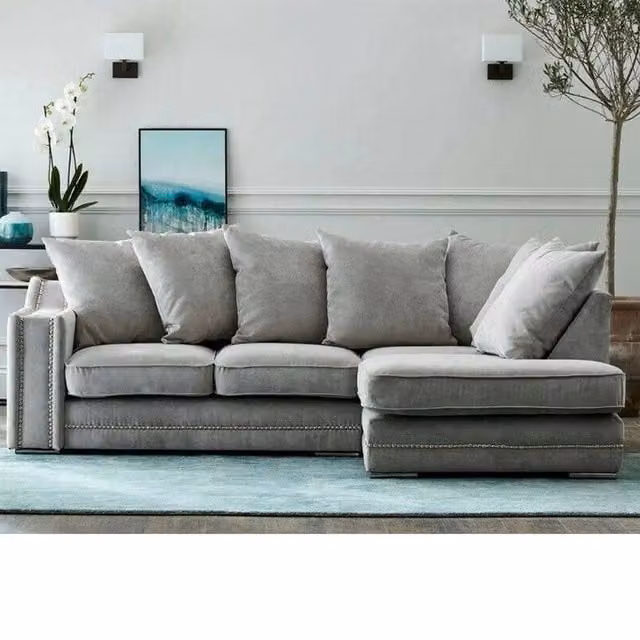 Furnishings For Less UK Kensington Deluxe Chenille 3-4 Seater L-Shaped Corner Sofa, Right Hand Facing, Anthracite Grey