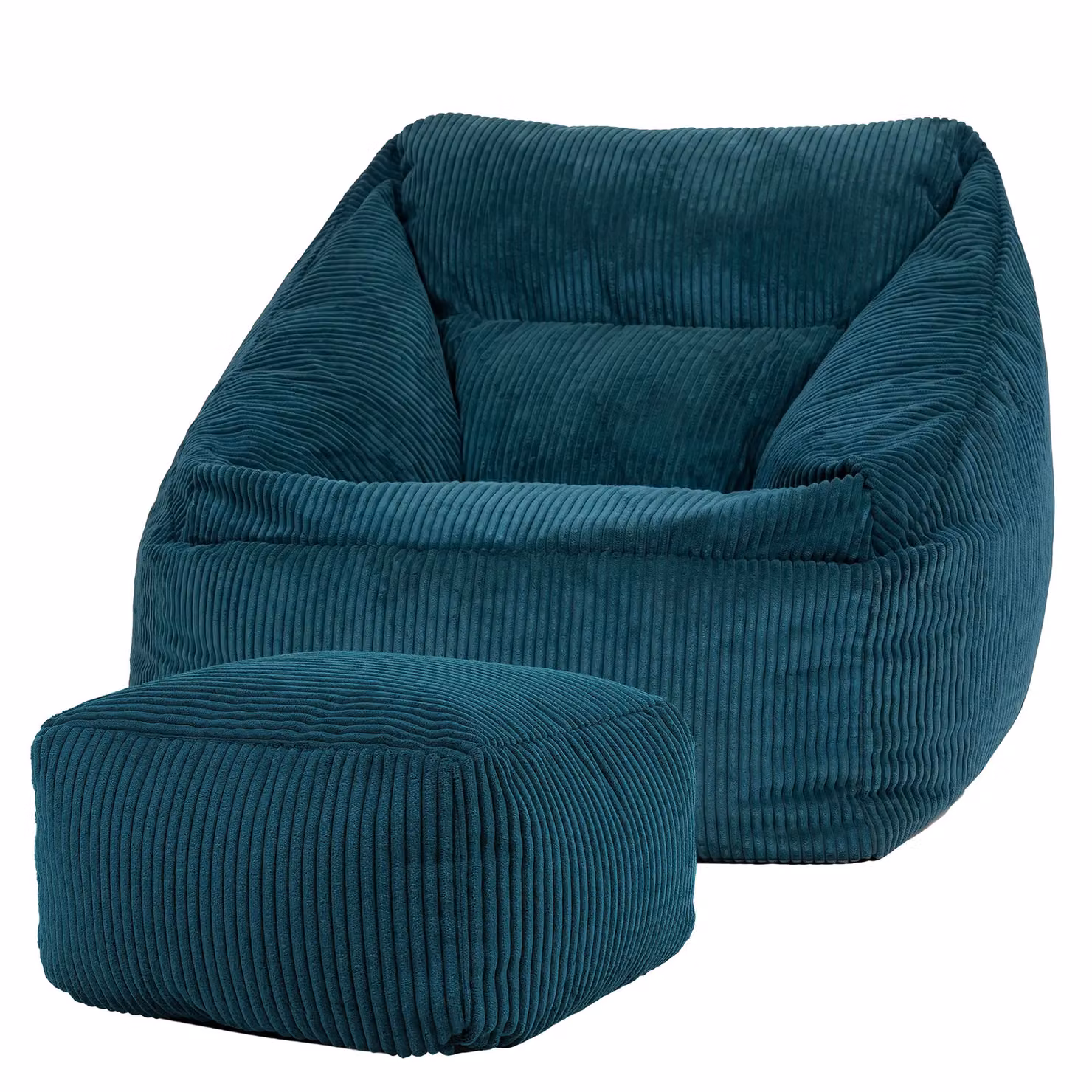 icon Natalia Cord Bean Bag Chair and Footstool Bundle in Petrol Blue – 5