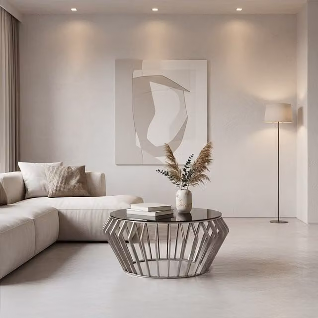 Orsina Modern Round Black and Silver Coffee Table with Glass Top