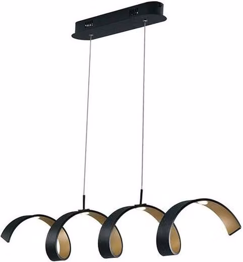 Netlighting HELIX LED Swirl Pendant in Black and Gold, 1600lm, 4000K, W: 80 cm, D: 80 cm, H: 13.5 cm