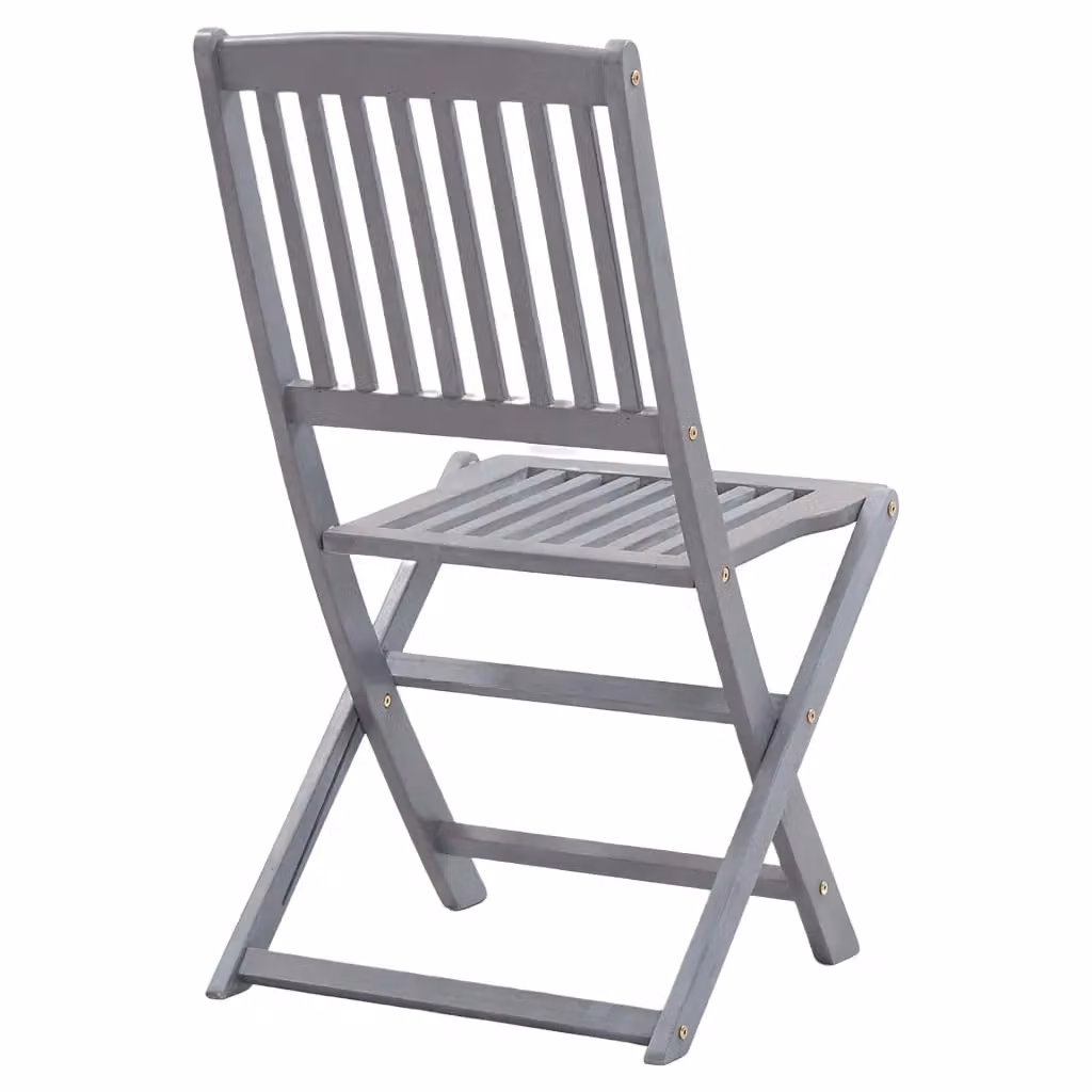 Berkfield Home Set of 4 Folding Outdoor Chairs in Grey Solid Acacia Wood – 2