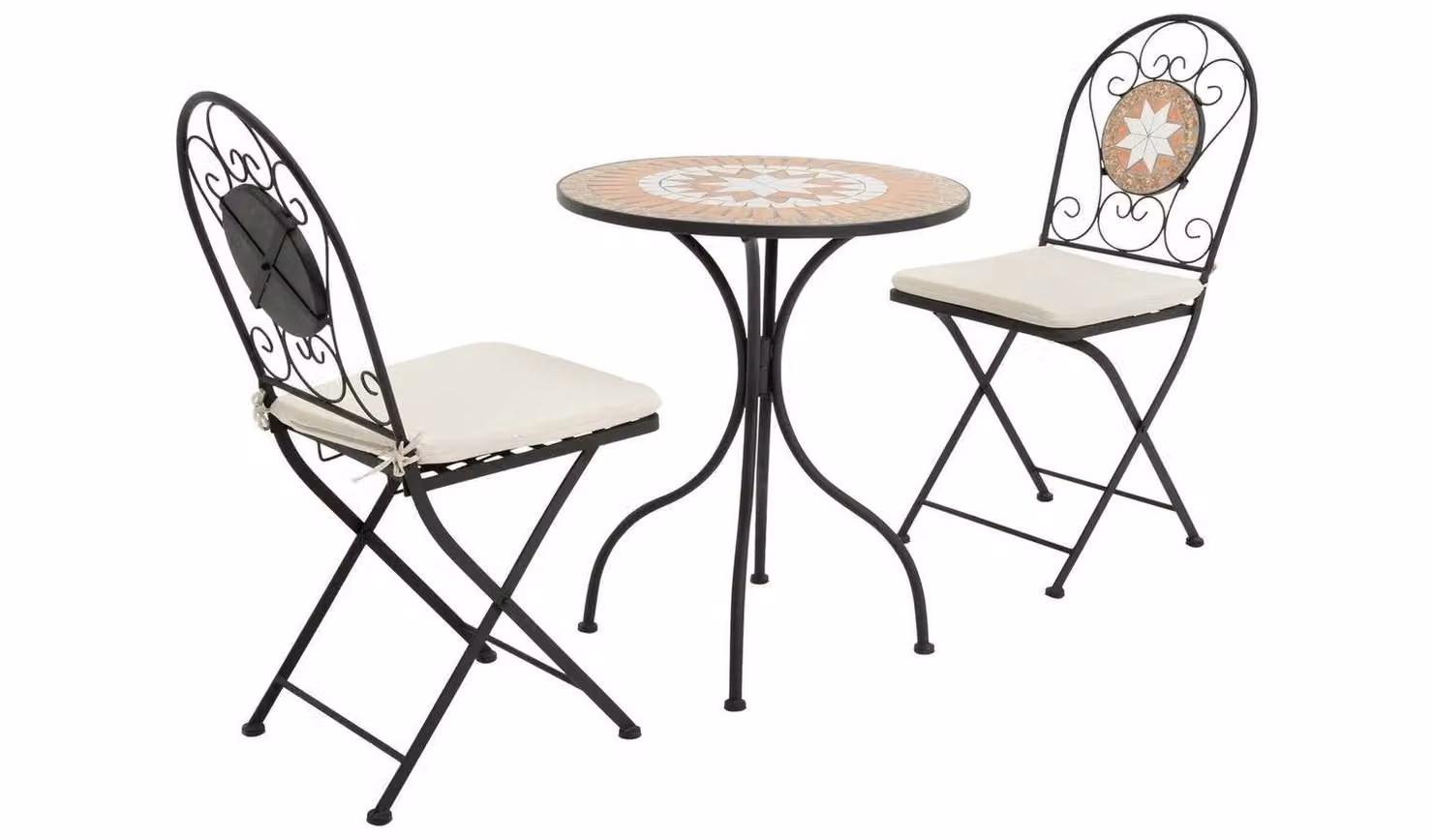 Genoa 2 Seater Metal Garden Bistro Set in Black Matt for your Patio, Garden or Balcony