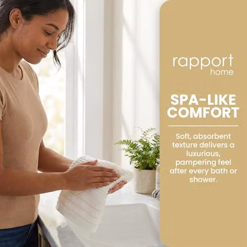 Rapport Home Linear 2-Pack Cotton Hand Towels in Beige – 4