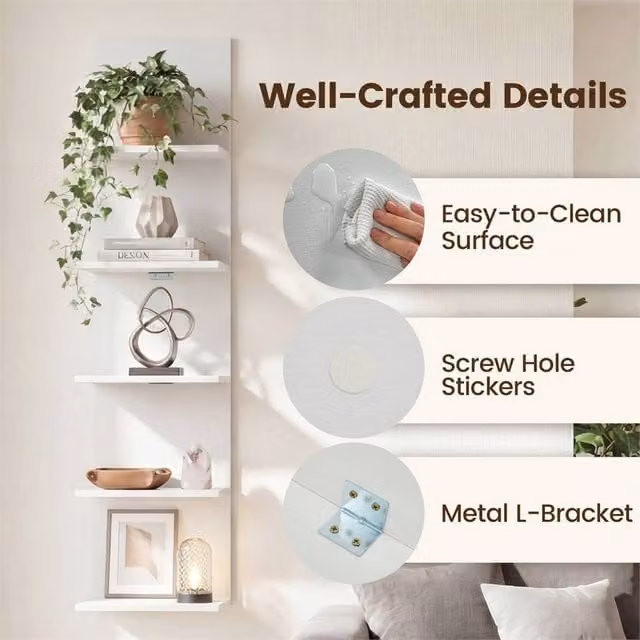 FORGEVIO White Industrial Wall-Mounted Wood and Metal Organizer for Living Rooms