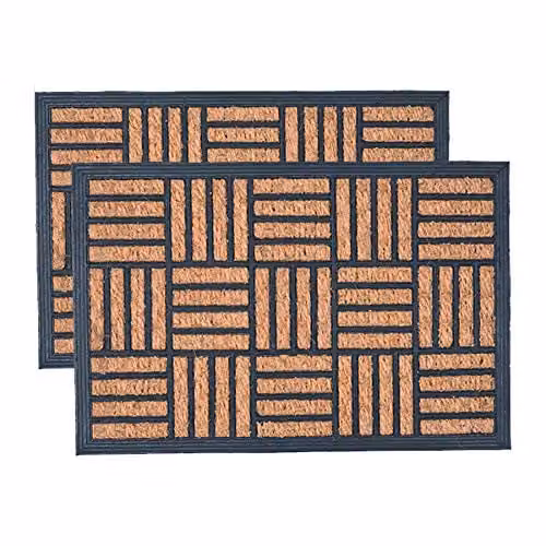 Nicola Spring Heavy Duty Mosaic Door Mats, Black, Pack of 2, W: 60 cm, D: 40 cm, H: 1.5 cm – 1