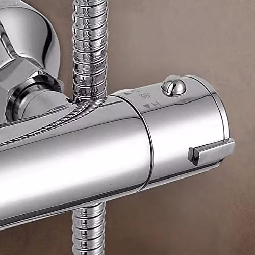 Nes Home Round Thermostatic Exposed Twin Head Mixer Shower Set in Silver – 2