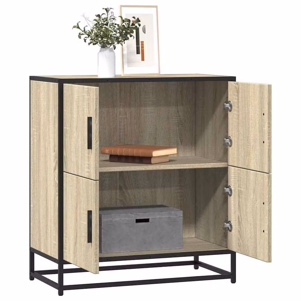 Berkfield Home Sonoma Oak Sideboard in Beige, W/D/H: 68 x 35 x 76 cm – 2
