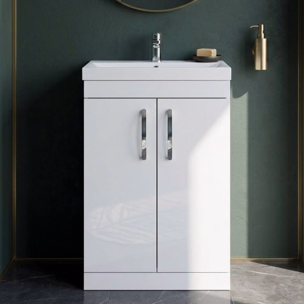 Balterley Millwich Contemporary 2 Door Gloss White Freestanding Vanity Basin Unit, Width: 60 cm – 2