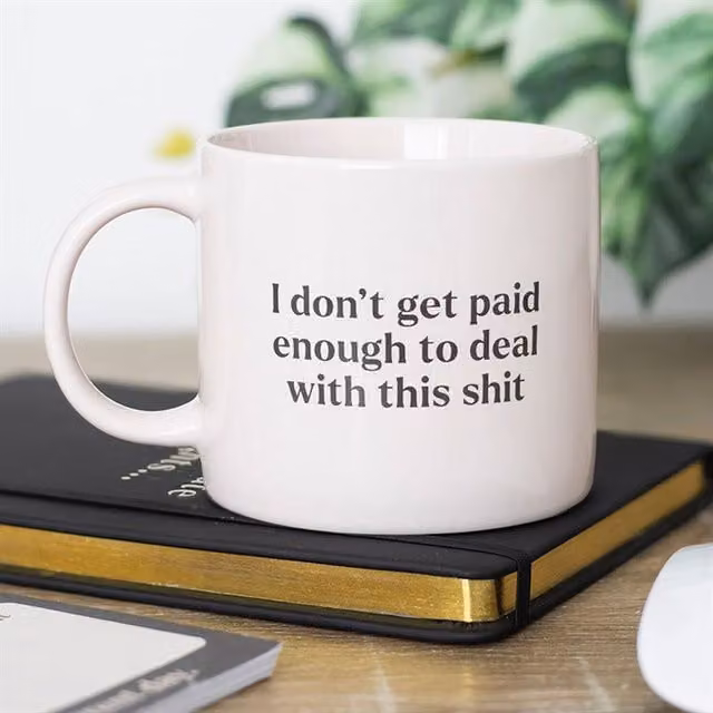 KDMD I Don't Get Paid Enough Cheeky Coffee Mug, White Ceramic