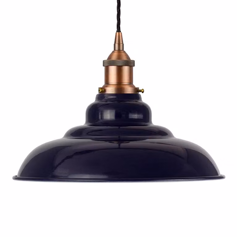 SE Home St Edmund's Pendant Light in Blue and Matt Antique Copper
