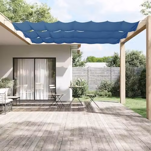 vidaXL Vertical Wall-Mounted Awning in Blue Oxford Polyester, W: 140 cm, D: 600 cm – 2