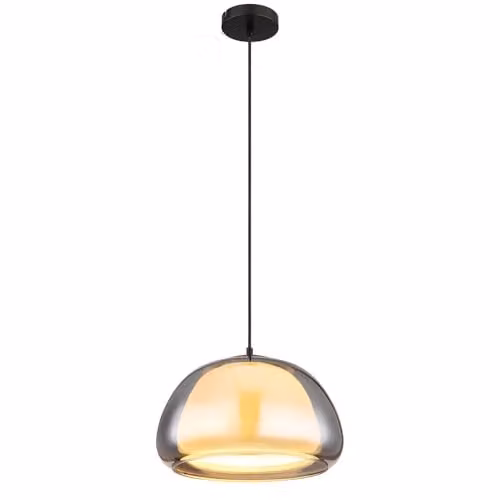 Globo Lighting Retro Dome Pendant Lamp in Black and Transparent Glass, Diameter: 40 cm, Height: 120 cm, 1 x E27 Socket – 1