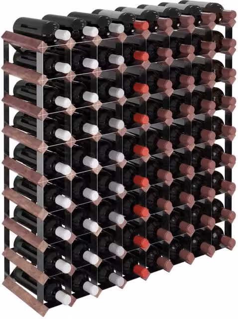 Berkfield Home Beautiful Industrial Wine Rack for 72 Bottles, Brown Solid Pine Wood and Metal, W/D/H: 80 x 22.5 x 22.5 cm