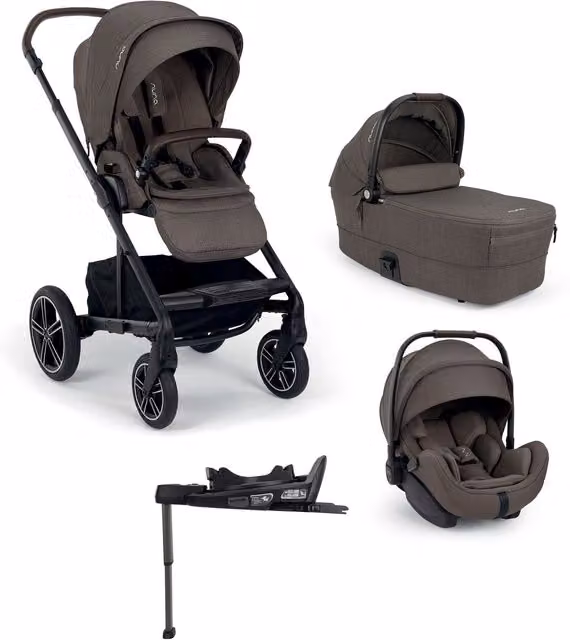 Nuna Mixx Next 4-in-1 Pushchair Bundle with Carrycot Stand, Arra Flex Car Seat and Isofix Base in Chestnut Brown