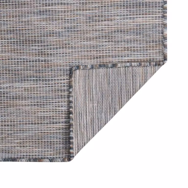 Berkfield Home Outdoor Flatweave Round Rug in Brown, Blue and Black, Diameter: 100 cm