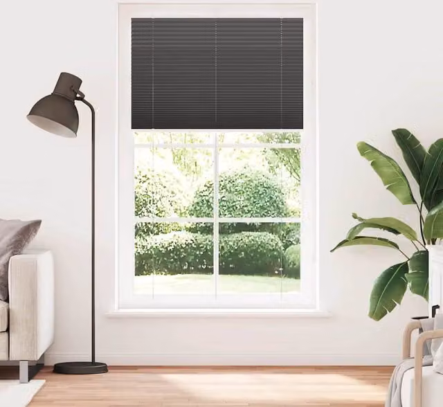Berkfield Home Single Pleat Corded Blind in Black, Polyester, W: 115 cm, H: 200 cm