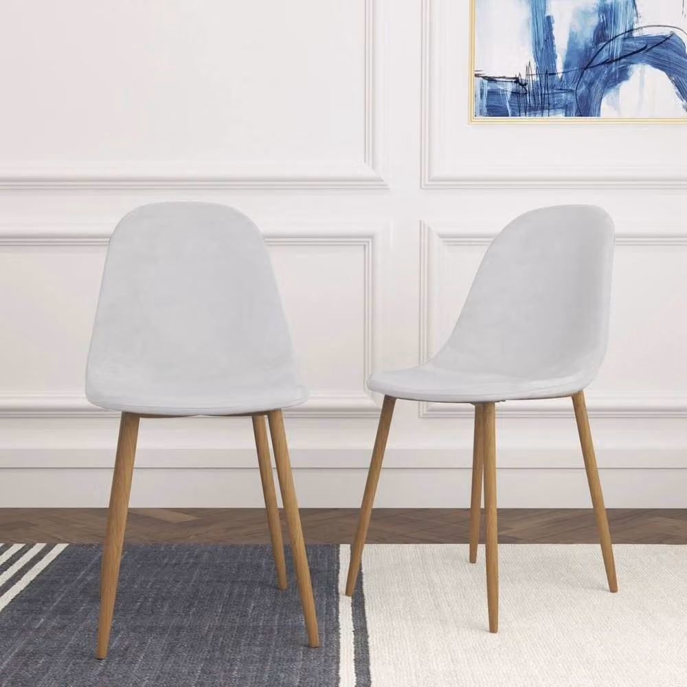 KORVIXA Pair of Grey Velvet Modern Designer Dining Chairs with Wood Upholstered Frame, W/D/H: 100 x 100 x 100 cm – 2