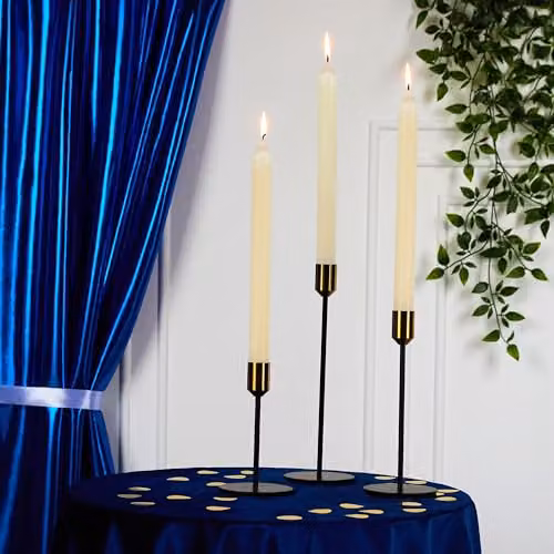 Deco Express Set of 15 Unscented Dripless Taper Candles in White and Beige – 8