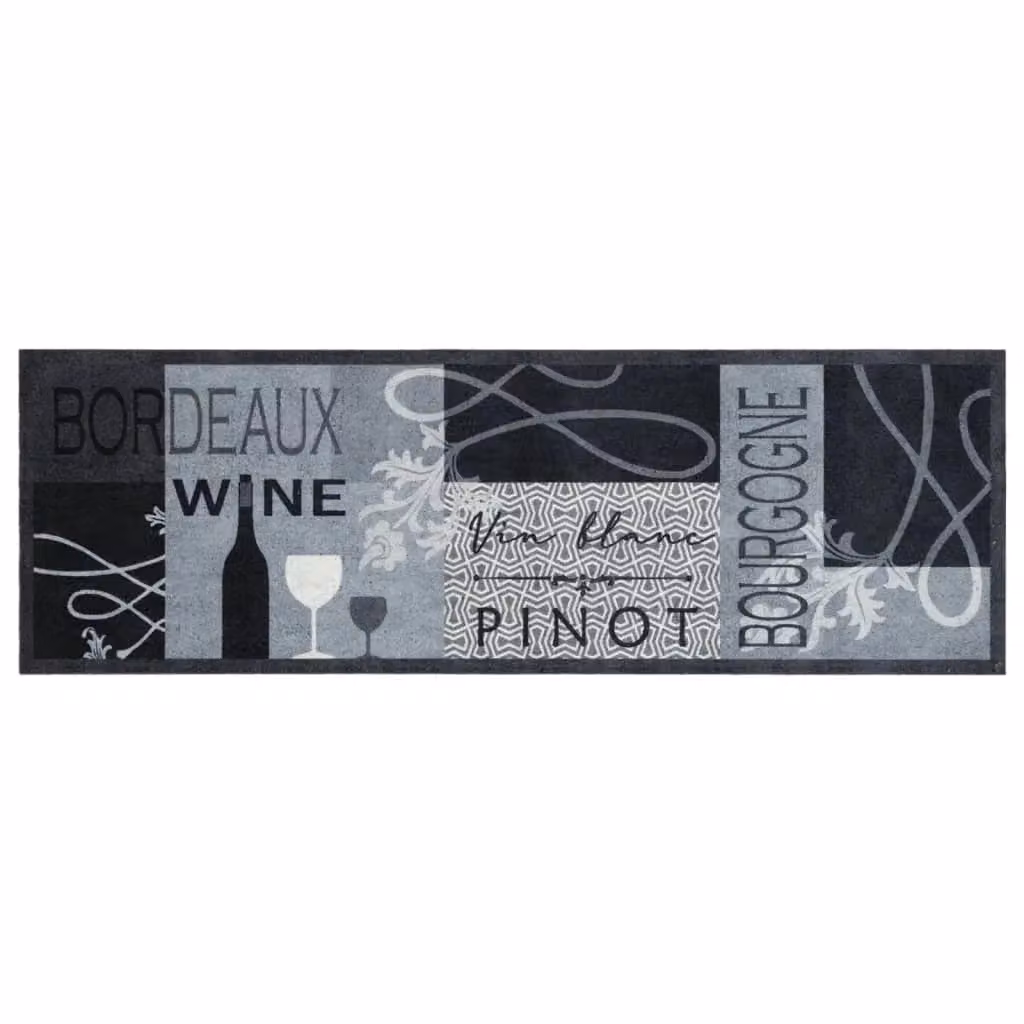 Berkfield Home Washable Abstract Kitchen Rug in Wine Grey, W: 60 cm x L: 180 cm – 2
