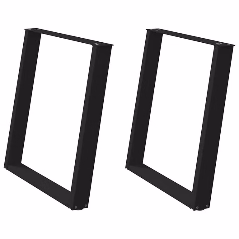 Berkfield Home vidXL U-Shaped Dining Table Legs, 2 Pieces, Black Steel, H: 72.5 cm, W: 80 cm